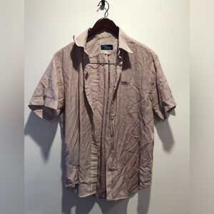 Striped Short Sleeve Button-Up Shirt Uniform SPSS